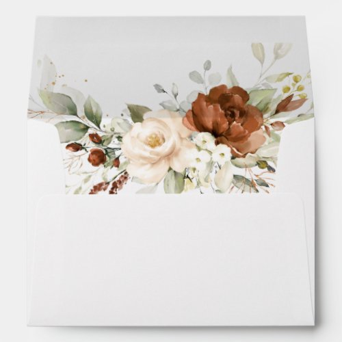 Floral Elegant Rust Greenery Wedding Envelope