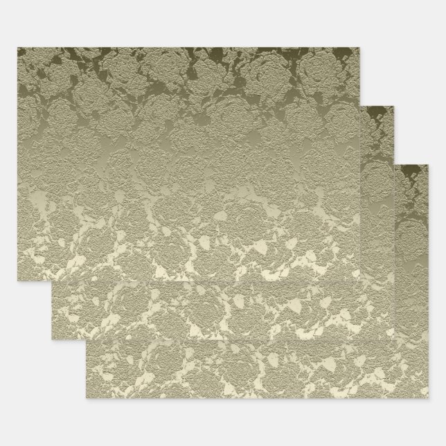Floral Elegant Sage Green Modern Wrapping Paper Sheets (Set)