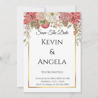 Floral Elegant Save The Date Invitation