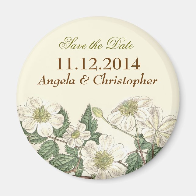 floral elegant save the date magnets (Front)