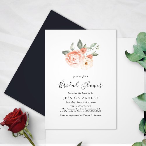 Floral Elegant Script Bridal Shower Invitation