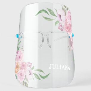 Floral Elegant Striped Personalized Custom Face Shield