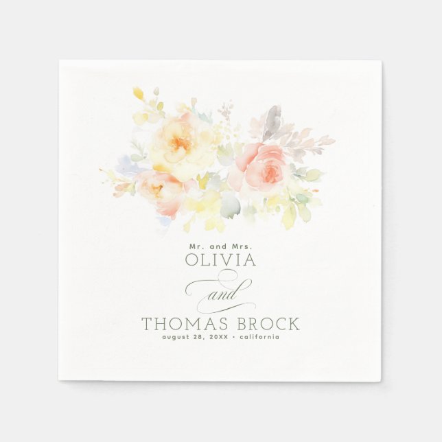 Floral Elegant Summer Wedding Napkins (Front)