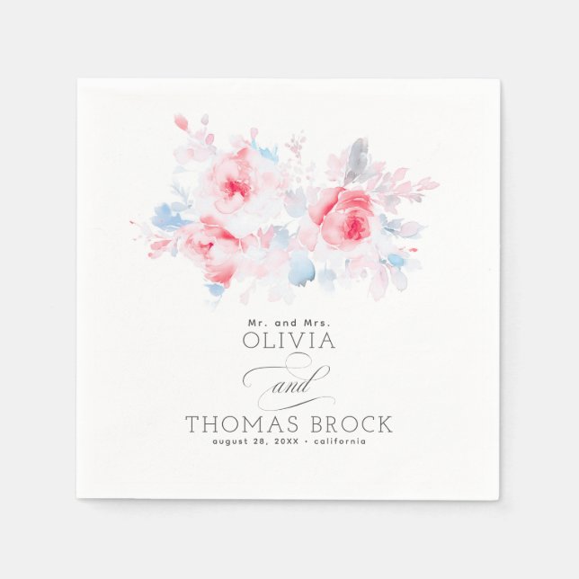 Floral Elegant Summer Wedding Napkins (Front)