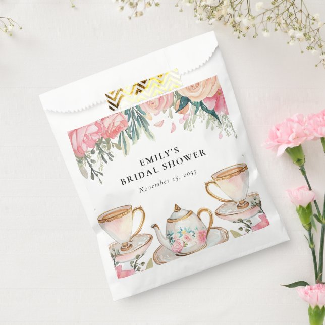 Floral Elegant Tea Party Bridal Shower Favor Bag (Sealed)