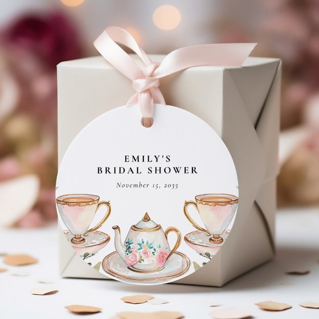 Floral Elegant Tea Party Bridal Shower Favor Tags (Creator Uploaded)