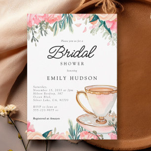 Floral Elegant Tea Party Bridal Shower Invitation