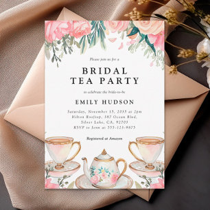 Floral Elegant Tea Party Bridal Shower Invitation