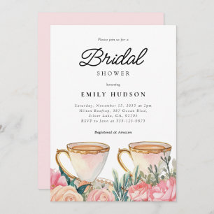 Floral Elegant Tea Party Bridal Shower Invitation