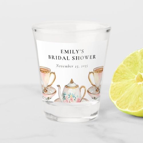 Floral Elegant Tea Party Bridal Shower Shot Glass