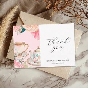 Floral Elegant Tea Party Bridal Shower Thank You Card