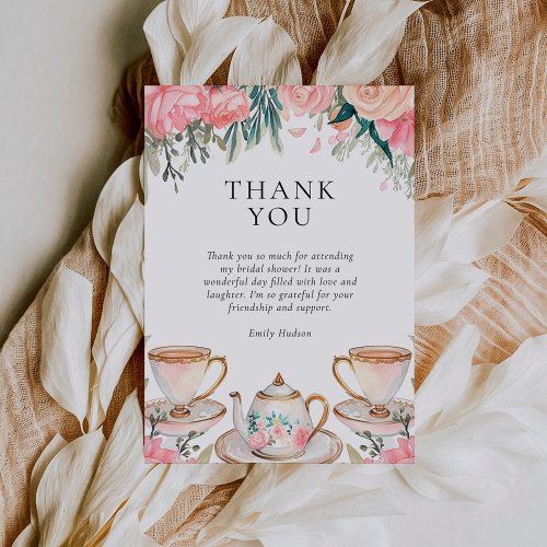 Floral Elegant Tea Party Bridal Shower Thank You Card