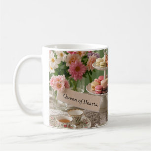 Floral elegant teacup queen of hearts coffee mug