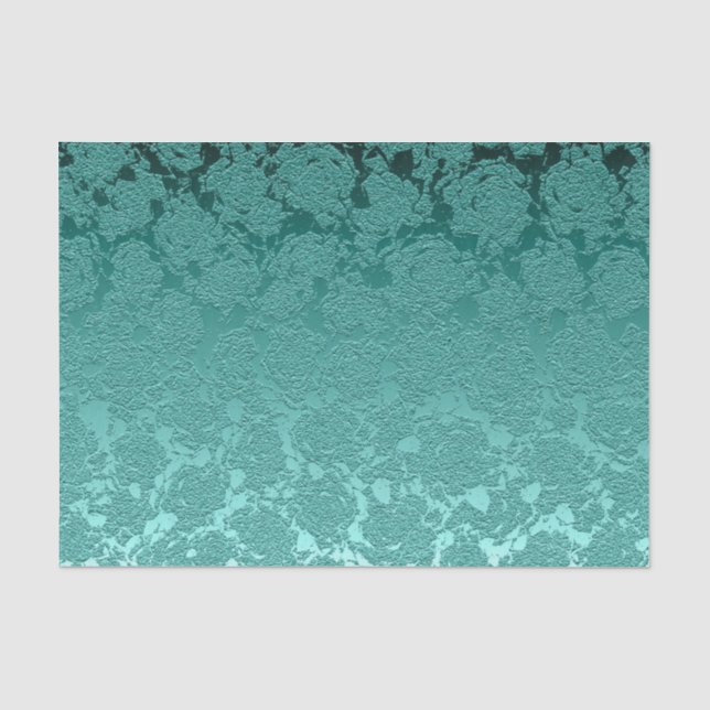 Floral Elegant Teal Green Modern Tissue Paper (Front)