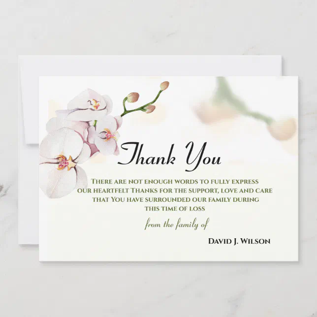Floral Elegant Thank You Memorial Card | Zazzle