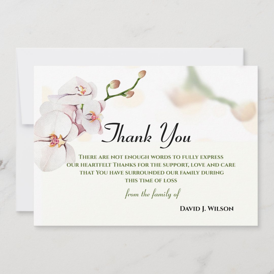 Floral Elegant Thank You Memorial Card Zazzle