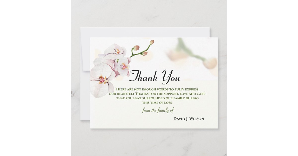 Floral Elegant Thank You Memorial Card | Zazzle