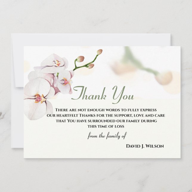 Floral Elegant Thank You Memorial Card (Front)