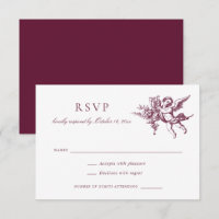 Floral Elegant Vintage Baroque Toile Wedding RSVP
