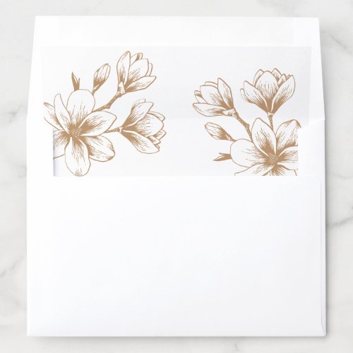 Floral Elegant Vintage Botanical Gold Wedding Envelope Liner