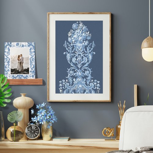Floral Elegant Vintage Delft Blue White Decoupage  Tissue Paper
