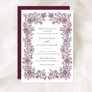 Floral Elegant Vintage Frame Wedding Invitation