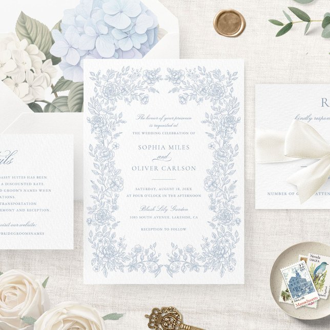 Floral Elegant Vintage Frame Wedding Invitation (Creator Uploaded)