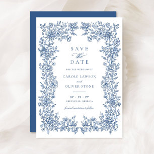 Floral Elegant Vintage Frame Wedding Save the Date Invitation