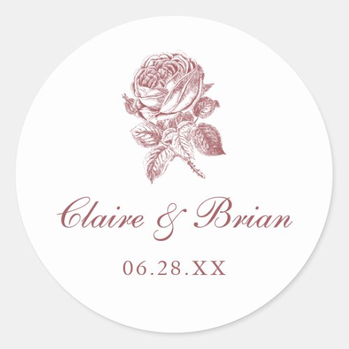 Floral Elegant Vintage French Roses Wedding Classic Round Sticker