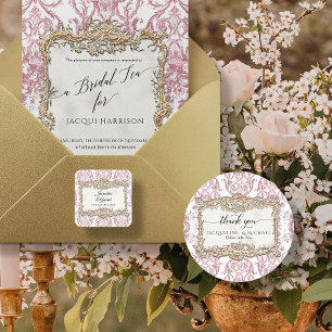 Floral Elegant Vintage Pink n White Gold Thank You Classic Round Sticker