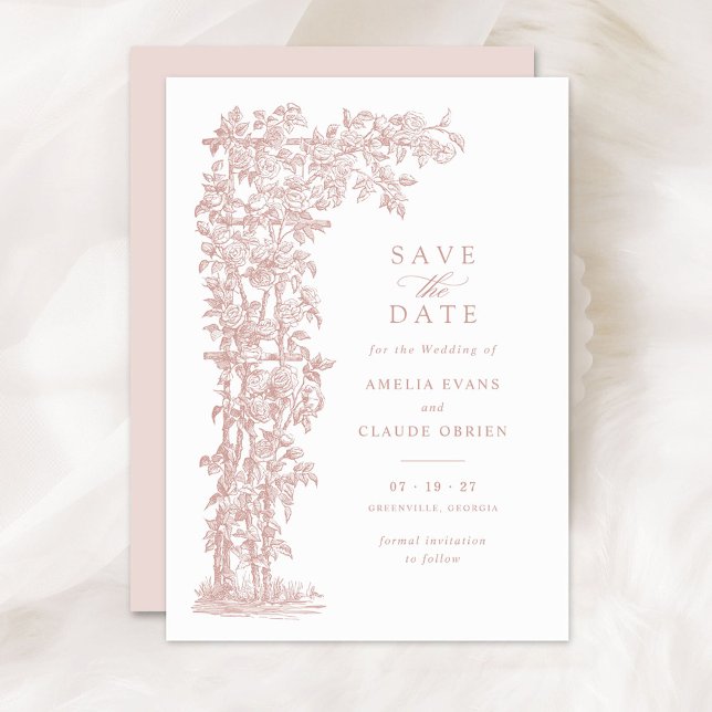 Floral Elegant Vintage Roses Trellis Wedding Invitation (Creator Uploaded)