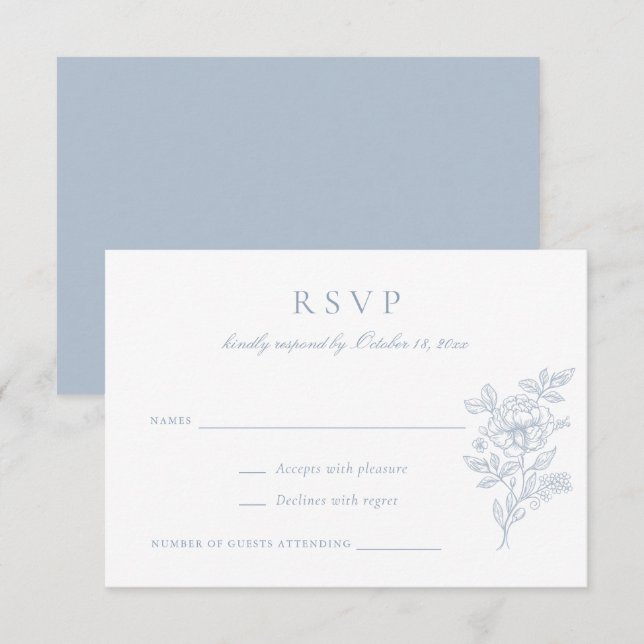 Floral Elegant Vintage Wedding RSVP Invitation (Front/Back)