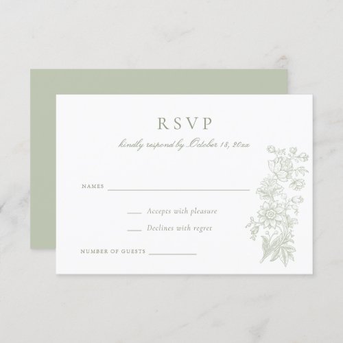 Floral Elegant Vintage Wedding RSVP Invitation