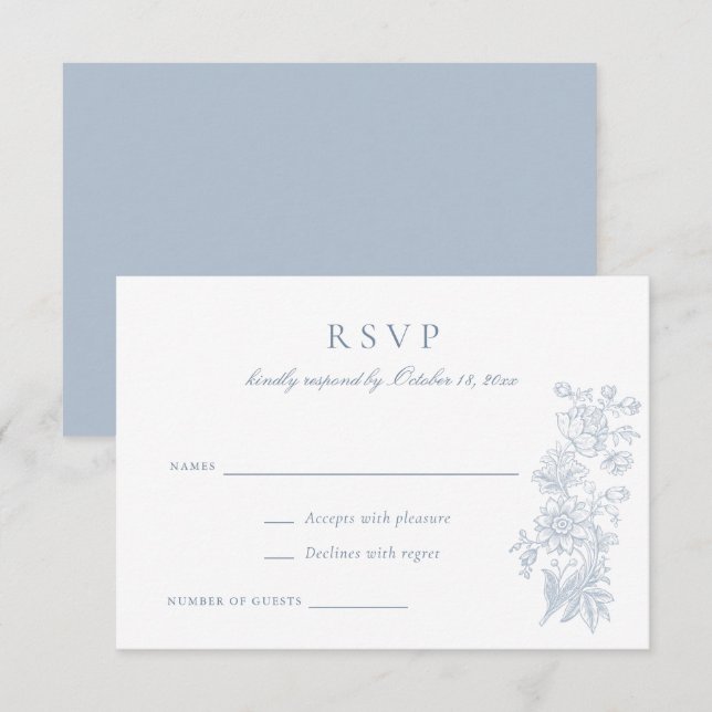 Floral Elegant Vintage Wedding RSVP Invitation (Front/Back)