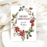 Floral Elegant Watercolor Black Merry Christmas Holiday Card<br><div class="desc">Floral Elegant Watercolor Merry Christmas Holiday Card</div>