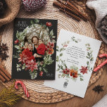 Floral Elegant Watercolor Merry Christmas Photo Holiday Card<br><div class="desc">Floral Elegant Watercolor Merry Christmas Holiday Card with photo,  darck theme</div>
