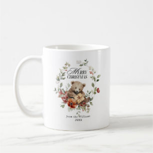 Floral Elegant Watercolor Merry Christmas Wishes Coffee Mug