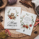 Floral Elegant Watercolor Merry Christmas Wishes Holiday Card<br><div class="desc">Winter Wonderla Elegant Watercolor Merry Christmas Holiday Card</div>