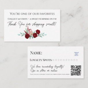 Floral Elegant Watercolor Ruby Red Reward Card