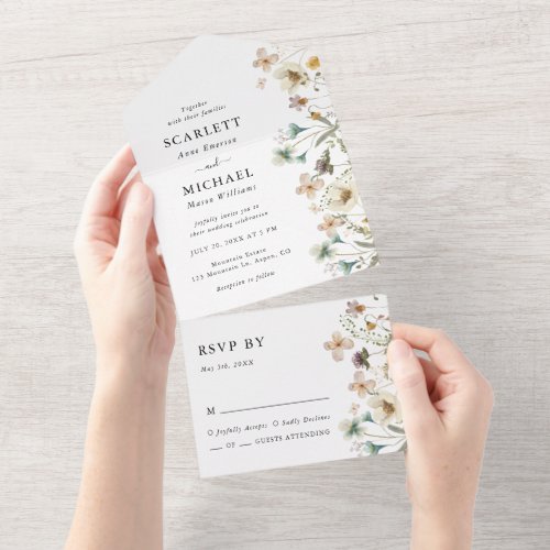 Floral Elegant Wedding All In One Invitation