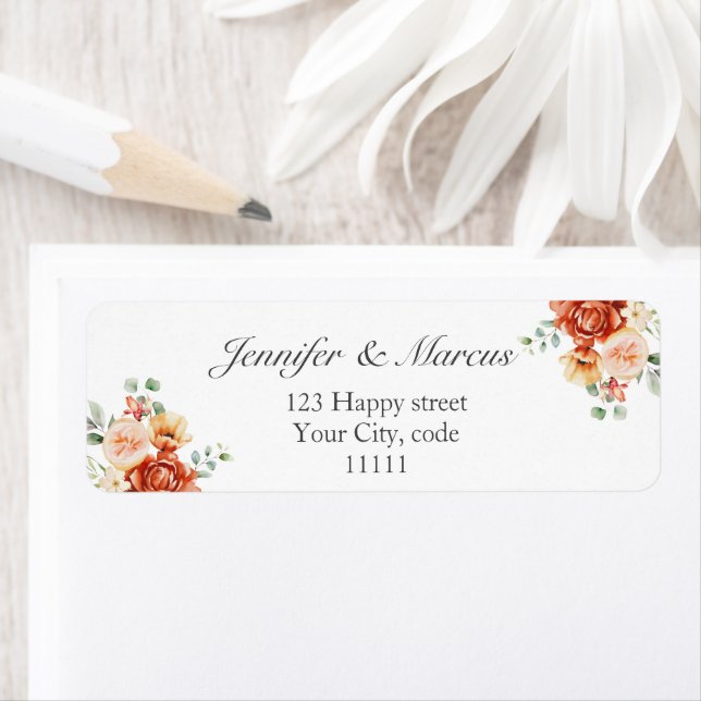 Floral Elegant Wedding Announcement Return Address Label (Insitu)