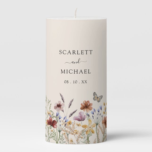 Floral Elegant Wedding Candle (Front)