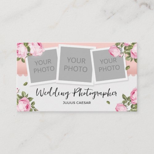 Floral Elegant Wedding Photographer  Business Card