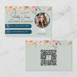 floral Elegant Wedding Planner small business Business Card