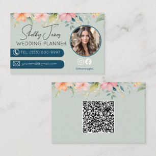 floral Elegant Wedding Planner small business Card