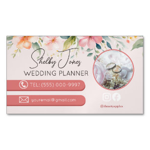 floral Elegant Wedding Planner small business Card Magnet