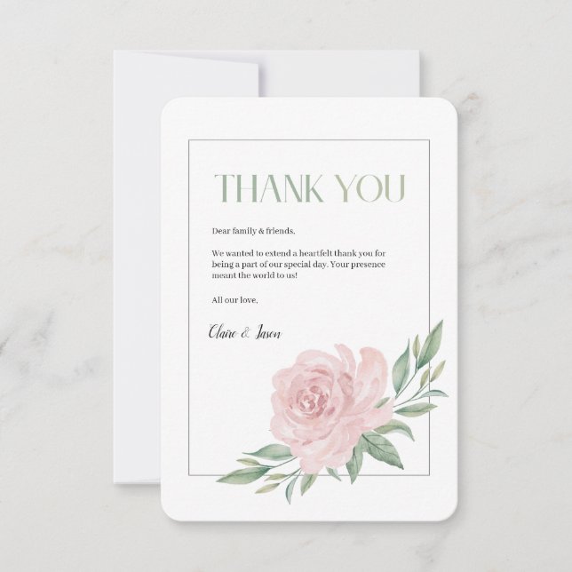 Floral Elegant Wedding Thank You Card (Front)