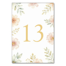 Floral elegant weeding table number