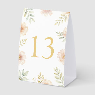 Floral elegant weeding table number paper table tent 
