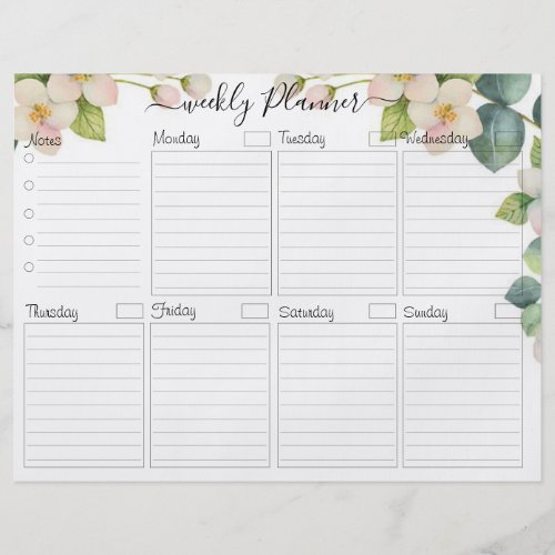 Floral Elegant Weekly Planner To Do Card Flyer